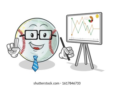 baseball percentage of shares, sales, and finance cartoon. cute chibi cartoon mascot vector