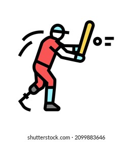 baseball person with a disability athlete color icon vector. baseball person with a disability athlete sign. isolated symbol illustration