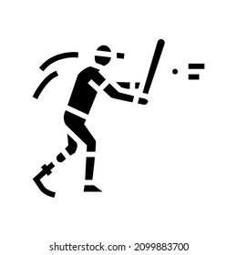baseball person with a disability athlete glyph icon vector. baseball person with a disability athlete sign. isolated contour symbol black illustration