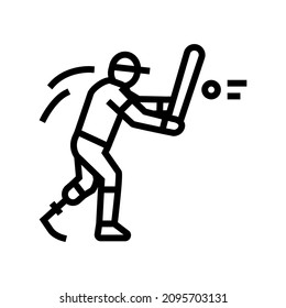 baseball person with a disability athlete line icon vector. baseball person with a disability athlete sign. isolated contour symbol black illustration