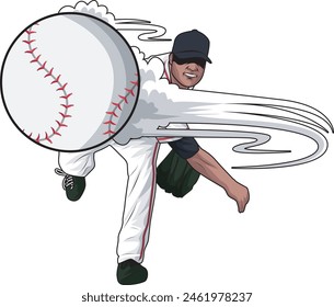 baseball picthing illustration in vector