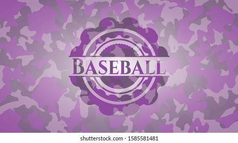 Baseball pink and purple on camo texture. Vector Illustration. Detailed.
