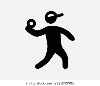 Baseball Pitch Icon Sport Throw Ball Athlete Player Sports Throwing Pitcher Game Toss Play Black White Graphic Clipart Artwork Symbol Sign Vector EPS