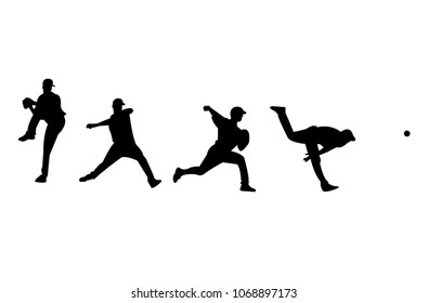 Baseball Pitch In Motion Silhouette