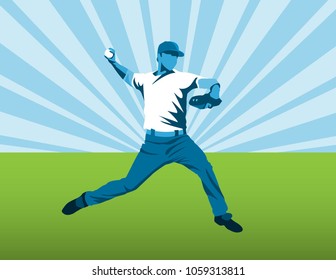 Baseball Pitcher Blue