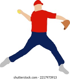 baseball pitcher icon handrawing illustration