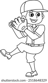 Baseball Pitcher Isolated Coloring Page for Kids