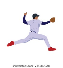 Baseball Pitcher Player Stylized Posed Vector