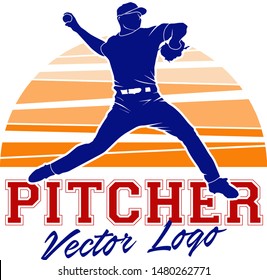 Baseball Pitcher Player Throwing Vector Logo