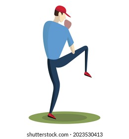 Baseball pitcher preparing to throw the ball vector illustration.