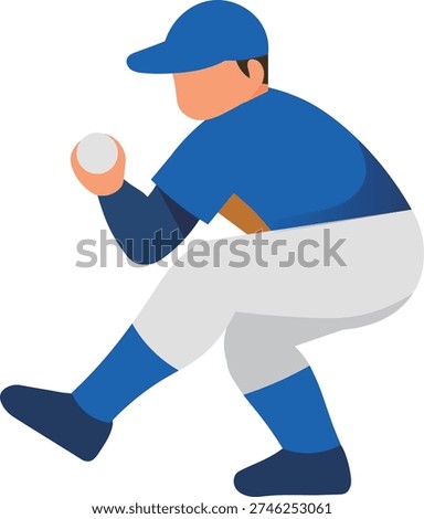 Baseball Pitcher Preparing to Throw the Ball in Match Vector Illustration