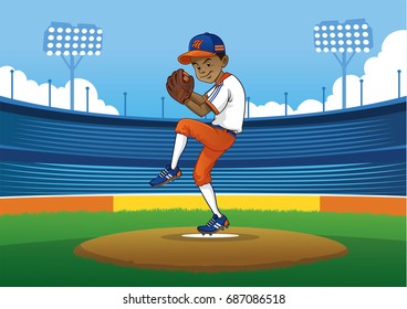 baseball pitcher ready to throwing the ball