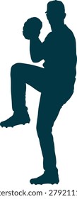 Baseball Pitcher Silhouette Icon Capturing Professional Player Windup Motion For Sports Branding.