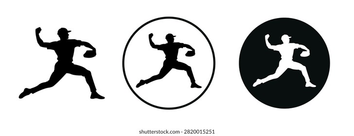Baseball pitcher silhouette throwing ball in dynamic action pose