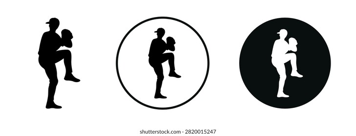 Baseball pitcher silhouette in windup position before powerful pitch