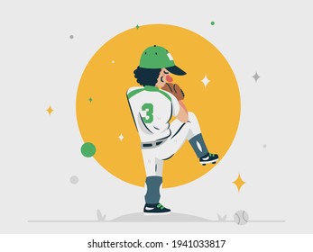 Baseball Pitcher Vector Cartoon Illustration