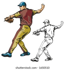 Baseball pitcher. Vector illustration