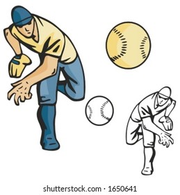 Baseball pitcher. Vector illustration