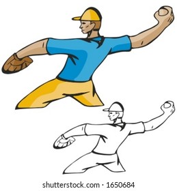 Baseball pitcher. Vector illustration