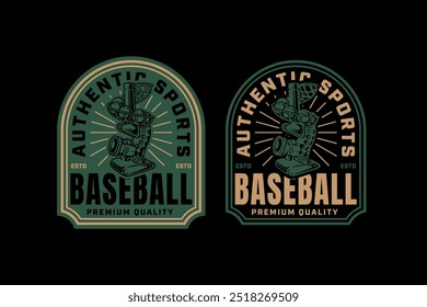 baseball pitching machine with ball retro vintage logo vector design collection set for baseball sport club, tournament, t shirt, merchandise designs