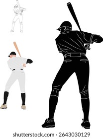 baseball player about to swing a baseball bat vector illustration. 