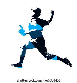 Baseball player, abstract blue vector silhouette