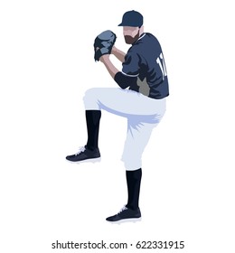 Baseball player, abstract vector illustration, front view