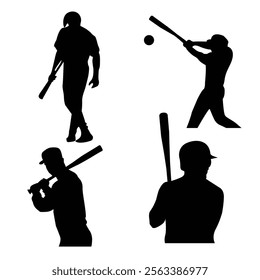 Baseball player, abstract vector silhouette Baseball ball, hitter swinging the bat, abstract isolated vector