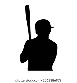 Baseball player, abstract vector silhouette Baseball ball, hitter swinging the bat, abstract isolated vector