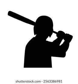 Baseball player, abstract vector silhouette Baseball ball, hitter swinging the bat, abstract isolated vector