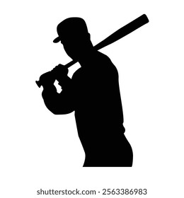 Baseball player, abstract vector silhouette Baseball ball, hitter swinging the bat, abstract isolated vector