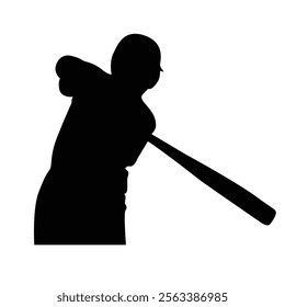 Baseball player, abstract vector silhouette Baseball ball, hitter swinging the bat, abstract isolated vector