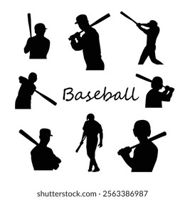 Baseball player, abstract vector silhouette Baseball ball, hitter swinging the bat, abstract isolated vector