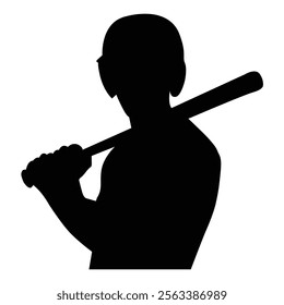 Baseball player, abstract vector silhouette Baseball ball, hitter swinging the bat, abstract isolated vector