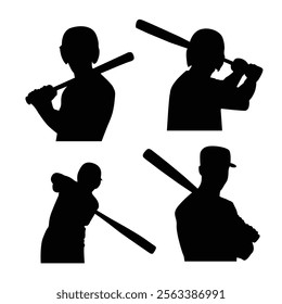 Baseball player, abstract vector silhouette Baseball ball, hitter swinging the bat, abstract isolated vector