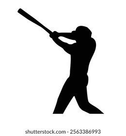 Baseball player, abstract vector silhouette Baseball ball, hitter swinging the bat, abstract isolated vector