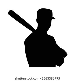 Baseball player, abstract vector silhouette Baseball ball, hitter swinging the bat, abstract isolated vector