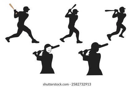 Baseball player, abstract vector silhouette Baseball ball, hitter swinging the bat, abstract isolated vector