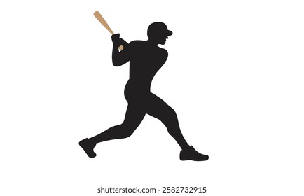 Baseball player, abstract vector silhouette Baseball ball, hitter swinging the bat, abstract isolated vector