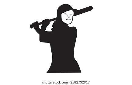 Baseball player, abstract vector silhouette Baseball ball, hitter swinging the bat, abstract isolated vector