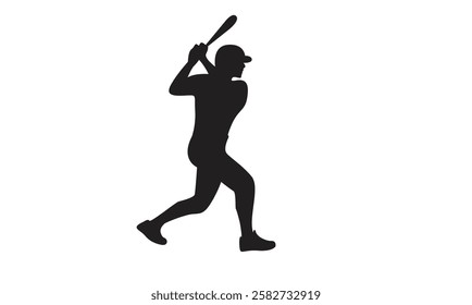 Baseball player, abstract vector silhouette Baseball ball, hitter swinging the bat, abstract isolated vector