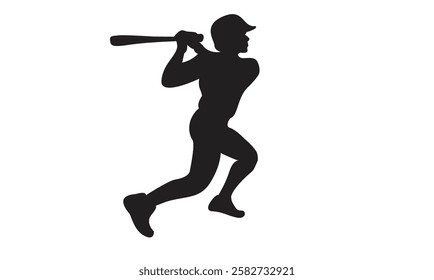 Baseball player, abstract vector silhouette Baseball ball, hitter swinging the bat, abstract isolated vector