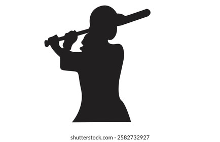 Baseball player, abstract vector silhouette Baseball ball, hitter swinging the bat, abstract isolated vector