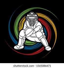 Baseball player action cartoon sport graphic vector.