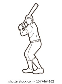 Baseball player action cartoon sport graphic vector.