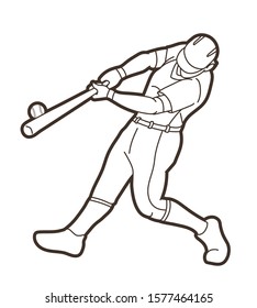 Baseball player action cartoon sport graphic vector.