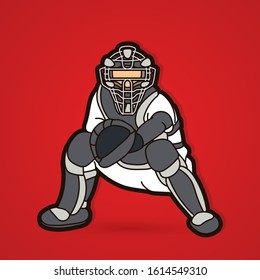 Baseball player action cartoon sport graphic vector.