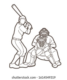 Baseball player action cartoon sport graphic vector.