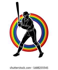 Baseball player action cartoon sport graphic vector.
