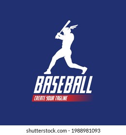 baseball player action hitting the ball, baseball logo design illustration